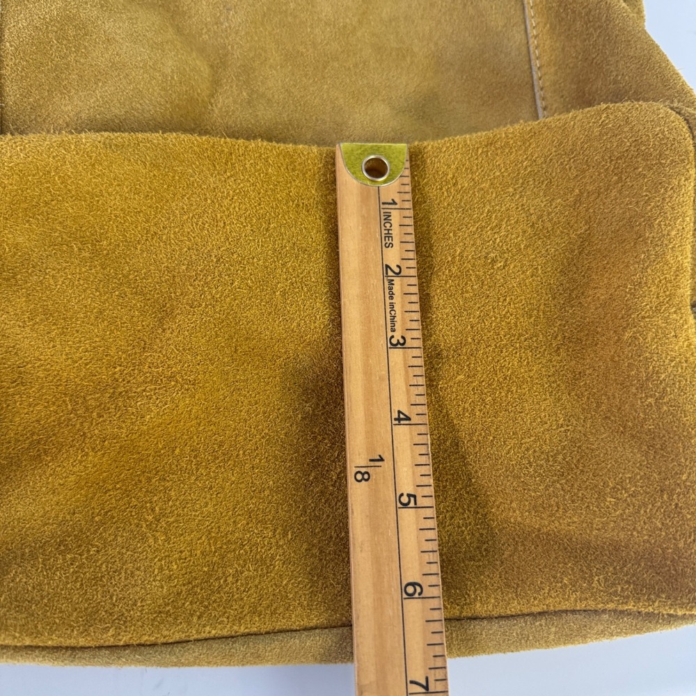 Moda in Italia Hobo Bag Tote Womens Mustard Yellow Suede Leather Slouchy Zip - Picture 13 of 14